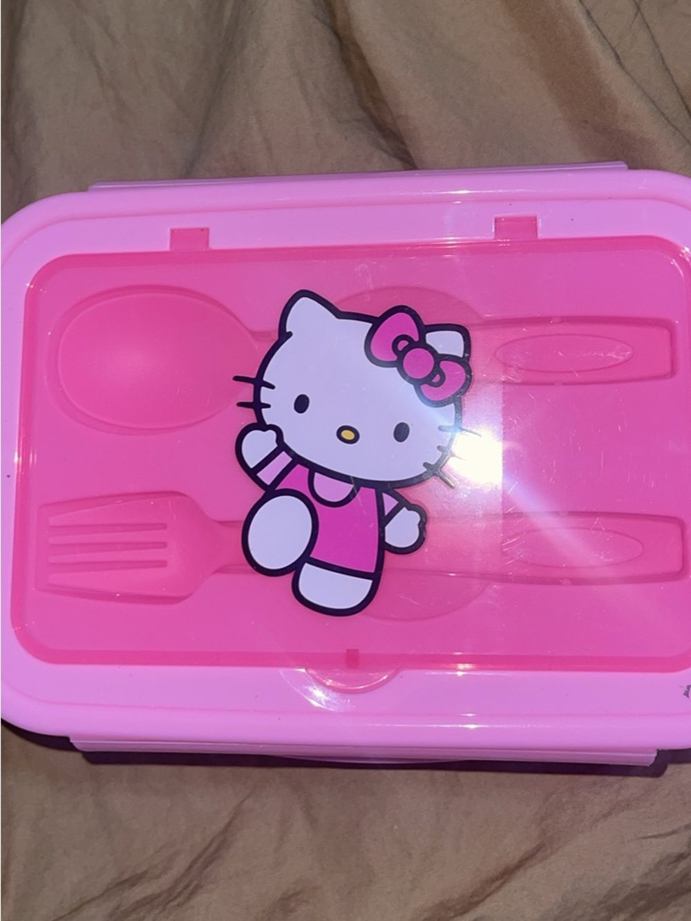 Hello Kitty Pink Lunch Box with Utensil Kit